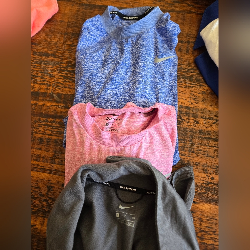 Three Small Nike Dri Fit Running Tops and Jacket, like new